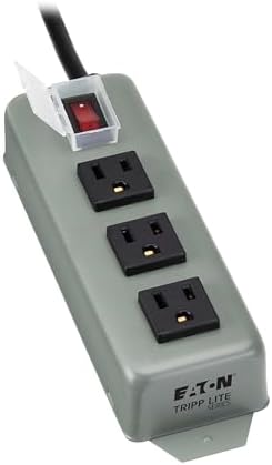Eaton Tripp Lite Series 3-Outlet Heavy Duty Power Strip, Metal, Mountable (Wall Mount & Under Desk), 6ft Extension Cord, On/Off Switch Cover, Industrial Garage Shop Work Bench Applications (3SP)