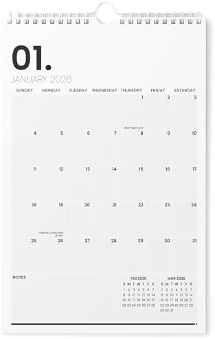 Karto Wall Calendar 2026 11x17 in - Minimalist | January 2026 to June 2027, Vertical, Boosts Productivity, Easy Monthly Planning