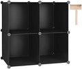 C&AHOME Plastic Cube Storage Organizer, 4-Cube Shelves Units, Black