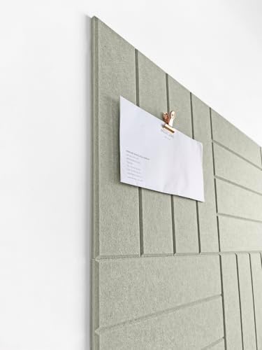 Felt Bulletin Board Tiles | Modern Cork Board Alternative | Large Cork Boards for Walls | Aesthetic Felt Wall Panels for Office & Home Decor | Pinboard & Photo Board (12-Pack) | Sage