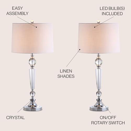 JONATHAN Y Emma 29.5" Clear Crystal Candlestick Table Lamp, Set of 2