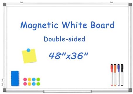 Double-Sided White Board Dry Erase Magnetic Whiteboard Wall 48x36 Large