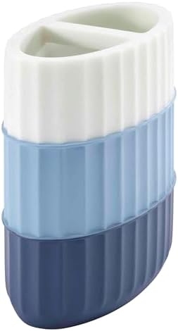 IZOD - Toothbrush Holder, Resin Countertop Bathroom Accessories, Dorm Room Essentials, Striped Bathroom Decor (Clubhouse Collection, Blue)