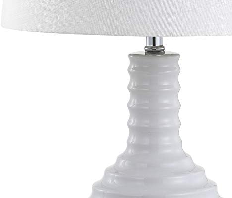 JONATHAN Y Dylan 29.5" Ceramic Table Lamp Ribbed Sculptural, White
