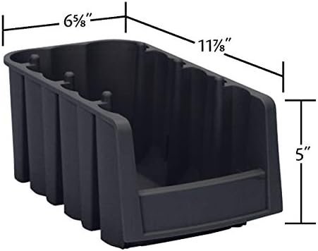 Akro-Mils 30716 Economy Stacking Shelf Plastic Storage Bins, (12-Inch x 6-5/8-Inch x 5-Inch), Black (10-Pack)