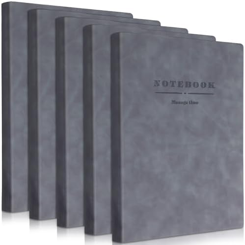 SATINIOR 5 Pack A4 Notebooks Leather Softcover Journal, Gray
