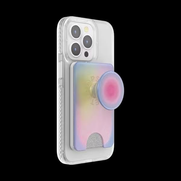 PopSockets Phone Wallet for MagSafe with Grip- Aura | PopWallet, Holds 3 Cards, Magnetic, Removable, Secure, Purple, Aura, Electronic Accessories, For iPad/Kindle/iPhone/Android