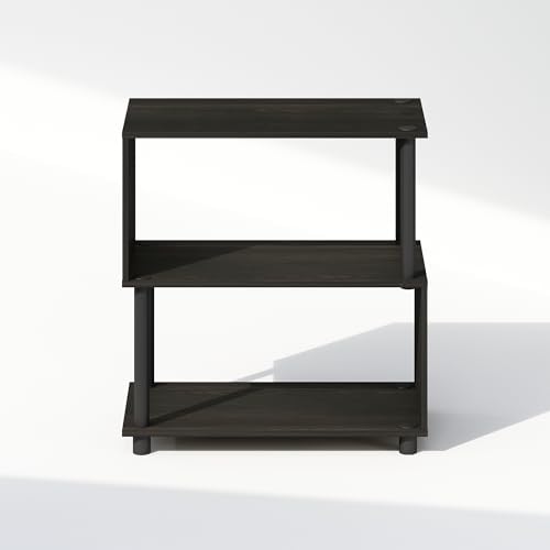 Furinno Reed 3-Tier Geometric Book Shelf with Open Shelf, Espresso