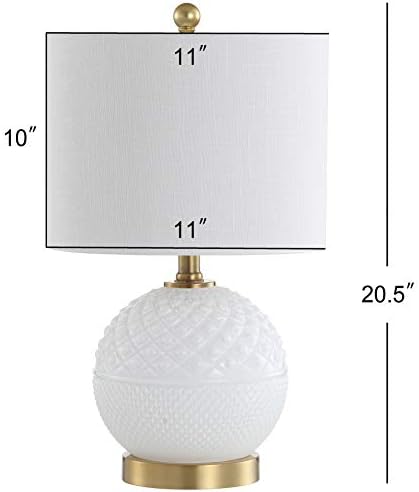 JONATHAN Y Julienne Hobnail Glass/Metal Table Lamp 20.5", White/Brass Gold