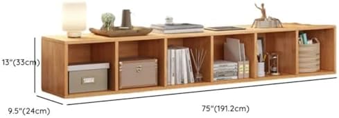 Lateral Filing Lumber Bookshelves Shelves Solid Wood Bookshelf, Floor-standing Storage Rack, Low Bookcase, Cube Storage Unit, Household TV Cabinet, Bay Window Cabinet Natural 75"L x 9"W x 13"H