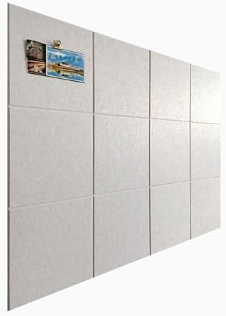 12-Pack Ivory Felt Wall Tiles(11.8“x11.8”Each), 47.2“x 35.4” Large Cork Board Alternative, Self-Adhesive Bulletin Pin Board for Office Home Kitchen Photos & Memos