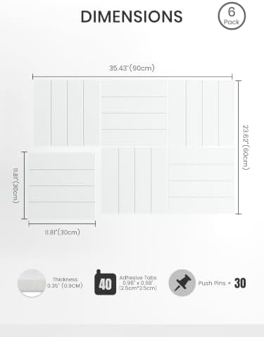 Bumusty 36" x 24" Large Cork Board Alternative, Cold White