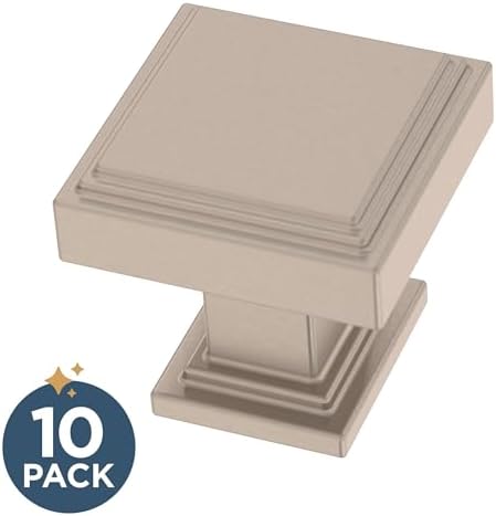 Franklin Brass 10 Pack Brushed Nickel Cabinet Knobs 1 inch (25mm) Kitchen Cabinet Handles and Drawer Knobs for Cupboards, Dressers, Furniture, Bathroom Vanity |Stepped
