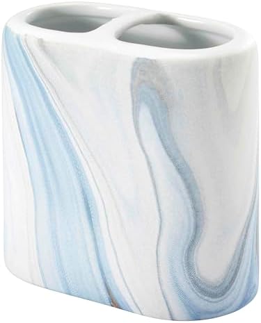 Avanti Linens - Bath Set, 2pc Countertop Accessories, Resin Toothbrush Holder & Lotion Pump (Waves Collection, Blue)