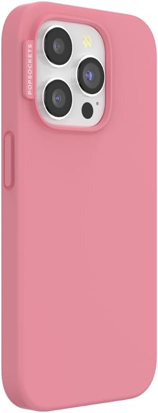 PopSockets iPhone 15 Pro Phone Case with MagSafe- Putty | Magnetic, Wireless Charging, Camera & Drop Protection, Pink, Winter, Snowflake
