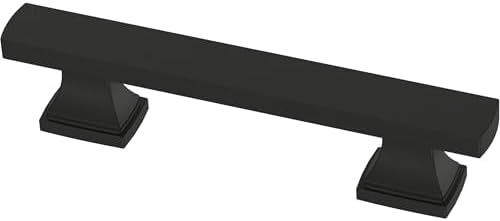 Franklin Brass 10 Pack Matte Black Cabinet Handles 3 inch (76mm) Kitchen Cabinet Handles and Drawer Pulls for Cupboards and Dressers | Tiered Foot