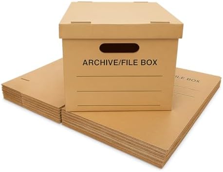 supplyhut 6 - Pack 15x12x10 Small Standard File Storage Moving Box with Lid Letter Handles