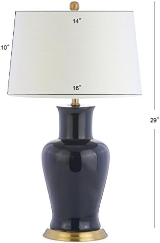 JONATHAN Y Julian Classic Ceramic Urn Metal LED Table Lamp 29", Navy