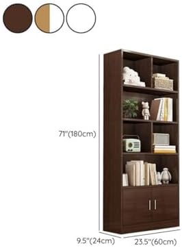 Closed Back Cabinet Wood Standard 9.5'' Wide Bookcase Bookshelf Storage Rack Multi-Layered Storage Shelf Cabinet Display Unit Integrated Against the Wall White 23.6" L x 9.4" W x 70.9" H