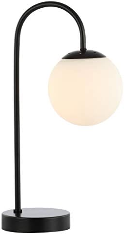 JONATHAN Y Arco Arched Metal Table Lamp 18.25" Globe Shade, Black