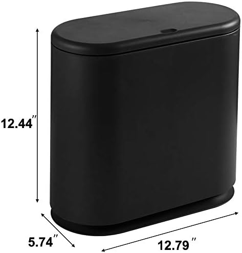 Sooyee 10 Liter Rectangular Plastic Trash Can, Black