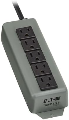Eaton Tripp Lite Series 5-Outlet Heavy Duty Power Strip, Metal, Mountable (Wall Mount & Under Desk) 15ft Extension Cord, 15A Circuit Breaker, Industrial Garage Shop Work Bench Applications (602-15)