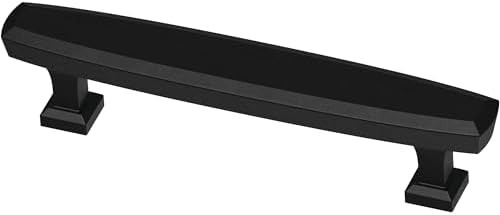 Franklin Brass 10 Pack Matte Black Cabinet Handles 3-3/4 inch (96mm) Kitchen Cabinet Handles and Drawer Pulls for Cupboards and Dressers |Beveled