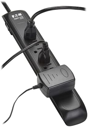Eaton Tripp Lite Series TLP76B Surge Protector Power Strip with Flat Extension Cord Plug, 7 Outlets, 1500 Joules, 6ft Power Cable, Black, Manufacturer's Liftime Warranty & $25,000 Insurance