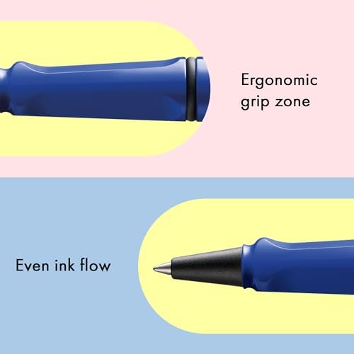 Lamy safari blue - Rollerball Pen with ergonomic grip & line width M - for pleasant long writing - made of robust ASA plastic - including rollerball refill M 63 in black