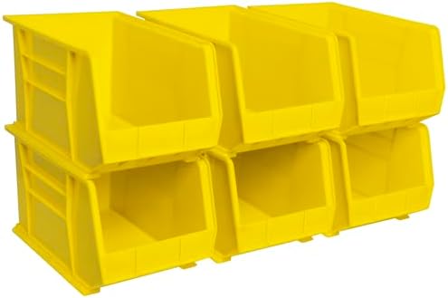 Akro-Mils 30260 AkroBins Plastic Storage Bins, 18"x11"x10", Yellow, 6-Pack