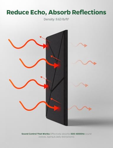 18 Pack Acoustic Panels Sound Absorbing for Gaming Room Wall, Black Decorative Cut-line Peel and Stick Sound Reducing Art Ceiling Tiles for Home Office Recording Studio Acoustical Treatments