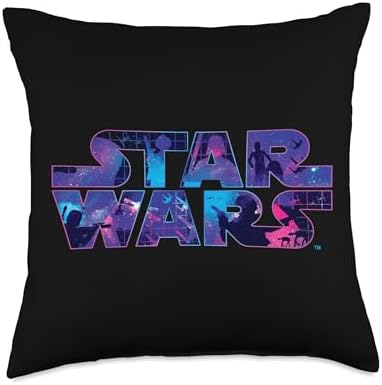 Star Wars Logo Retro 90s Galaxy Throw Pillow
