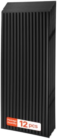 VEVOR 24 x 48 in PVC Ceiling Tiles 12-Pack 3D Black Linear Slat Panels, Smooth PVC Sheet for Drop Grid only, Impact-Resistant, Paintable Surface, Easy Cut, Modern Decorative Style for Home, Office