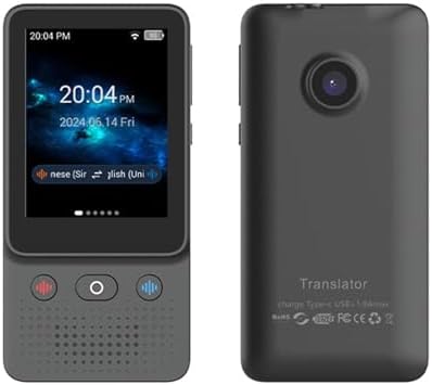 Zunate Language Delay Unit 2 Way Real Time Smart Voice Translator 138 Language Registration 1 GB 8 GB WiFi for Travelers Students Businessmen Black