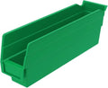 Akro-Mils 30110 Heavy Duty Plastic Shelf Bins, 12"x 3"x 4", Green, 24-Pack