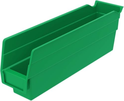 Akro-Mils 30110 Heavy Duty Plastic Shelf Bins, 12"x 3"x 4", Green, 24-Pack