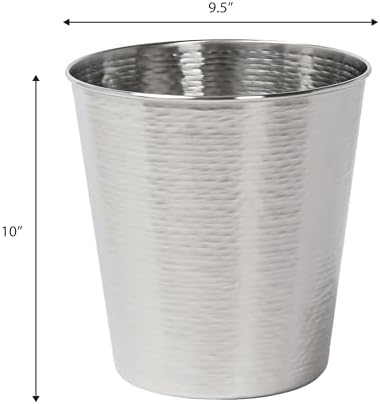 happimess Remi 2.1 Gal Textured Steel Wastebasket, Brushed Steel, Set of 2