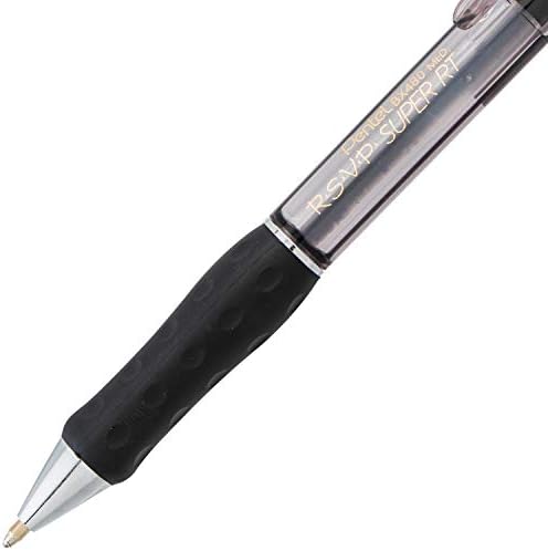 Pentel RSVP Super RT Ballpoint Pen, (1.0mm) Medium Line, Black Ink, Box of 12 (BX480-A)