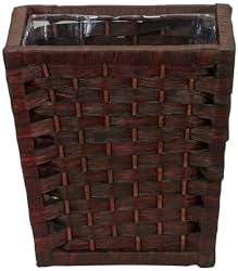 Household Essentials Woven Waste Basket, 3 Gallons, HandWoven Paper Rope with Removable Plastic Liner, Durable Wood Frame, Wide and Open Top for Easy Access, Decorative, Brown