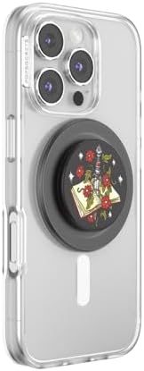PopSockets Phone Grip for MagSafe with Kickstand, Magnetic Stand, Swappable Top, Secure Hold for iPhone MagSafe Cases, Phone & Tablet Grip - Sterling Blade Book