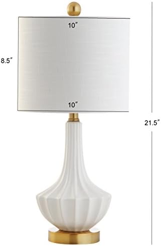 JONATHAN Y Parker Ribbed Ceramic Gourd Nightstand Table Lamp 21.5", White