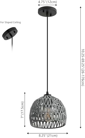 JONATHAN Y Campana 1-Light Pendant Dome Ceiling Lamp, 8.25", Gray