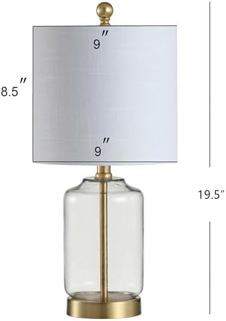 JONATHAN Y Duncan Table Lamp 19.5" Glass and Metal, Brass Gold and Clear