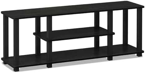 Furinno TURN-S-TUBE 3-Tier Toolless Assembly TV Stand, Americano | for TV up to 50 Inch, No Tool Rectangular Entertainment Center, TV Console, for Living Room, Bedroom