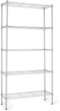 Amazon Basics 5-Shelf Adjustable Heavy Duty Steel Wire Rack, Space Saving Storage Shelving Organizer for Kitchen, Garage, No-Tool Assembly, 350 lbs Weight Capacity, 36" x 14" x 72", Chrome