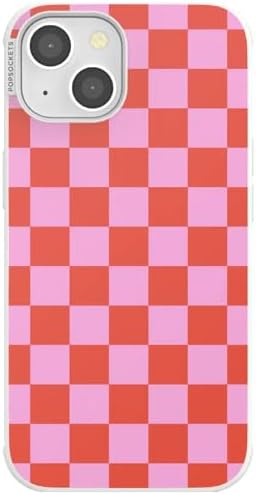 PopSockets iPhone 14 Phone Case with MagSafe- to-Go Wrap | Magnetic, Wireless Charging, Camera & Drop Protection, Checkered, Red, Textured