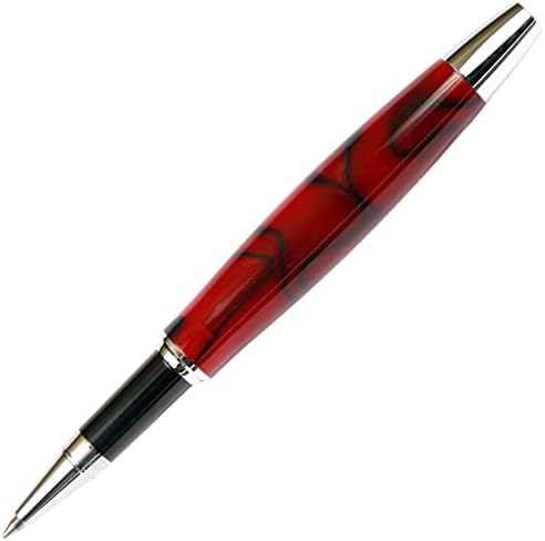 Lanier Pens Tuscany Rollerball Pen - Red & Black Marbleized Gloss Body