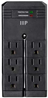 Monoprice 6 Outlet Rotating Surge Protector - UL Rated, 2,160 Joules, With Grounded And Protected Light Indicator, Black
