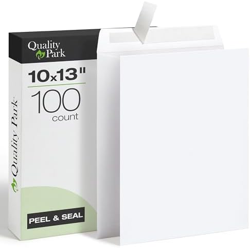 Quality Park 10 x 13 Catalog Envelopes, 100 Pack, Catalog-Style with Self Seal Closure, Heavyweight 28 lb Paper, Self Sealing Envelopes for Mailing, Filing and Organizing, White