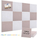 Tranqun 12 Pack Large Cork Board Alternative 48" x 36" Felt Bulletin Board Sound Absorbing Pin Boards for Walls with Adhesive Tabs Pushpins for Home Office Classroom Decor Photo Display